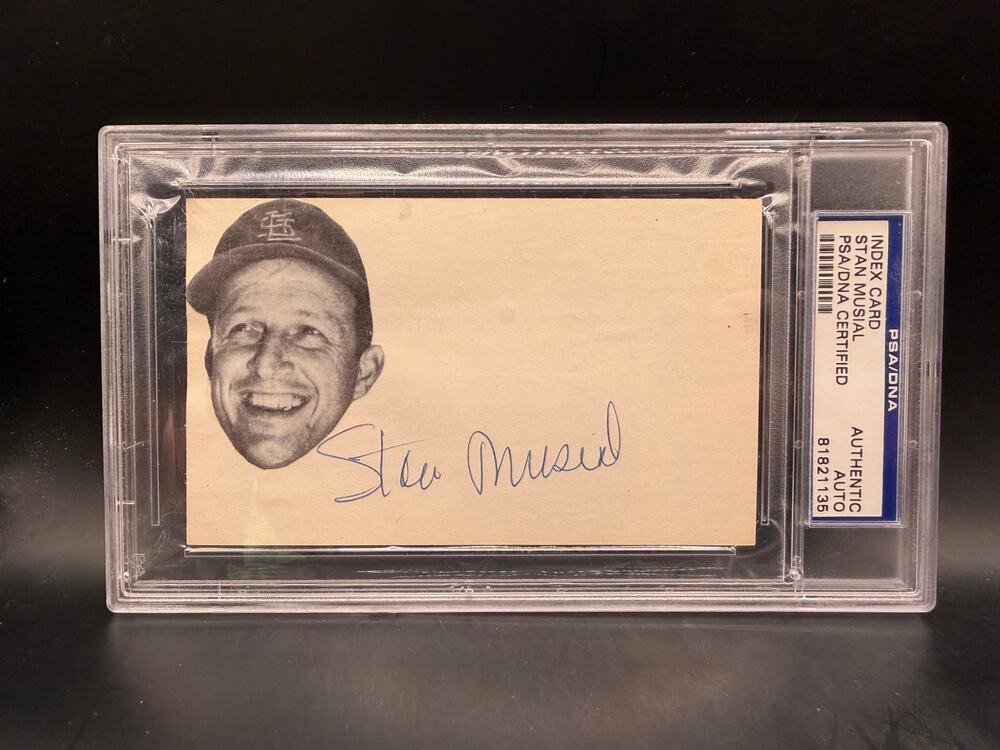 PSA Stan Musial Autographed Post Card Stan the Man St. Louis Cardinals, HOF, MLB